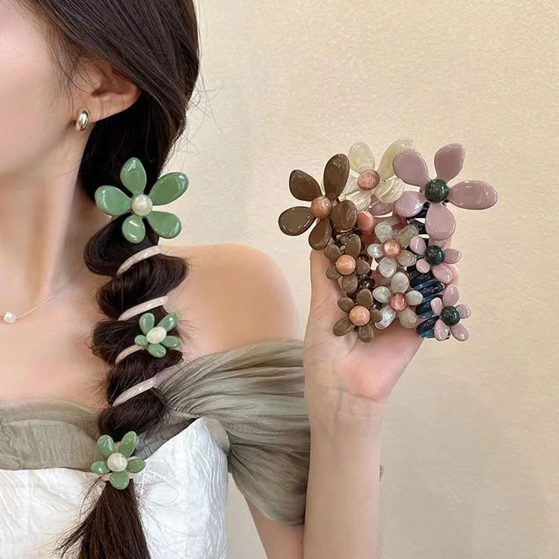Pearl Flower Bubble Braid Phone Line Hairband Head Rope Female 2024 New High end Ins Straight Braid Artifact — zdjęcie 3