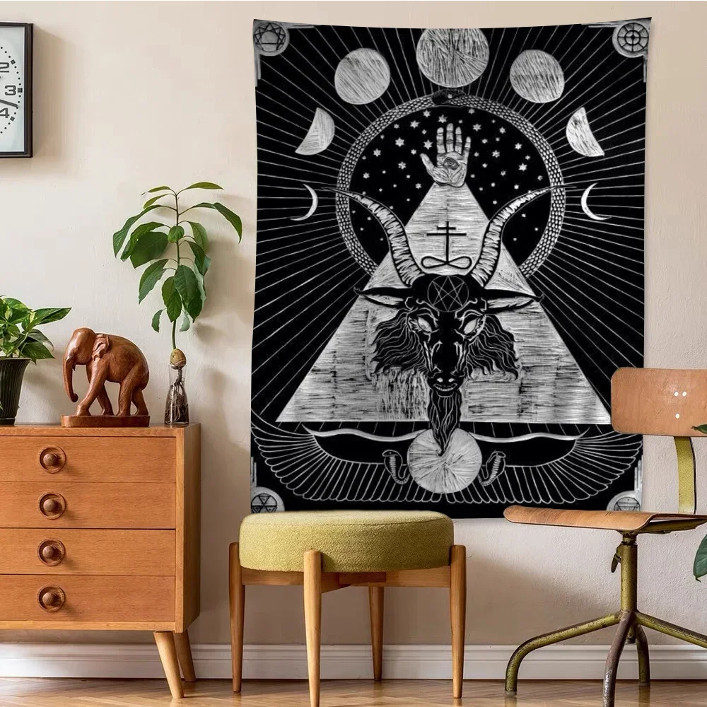 Satanic DIY Wall Tapestry Art Science Fiction Room Home Decor Wall Art Decor