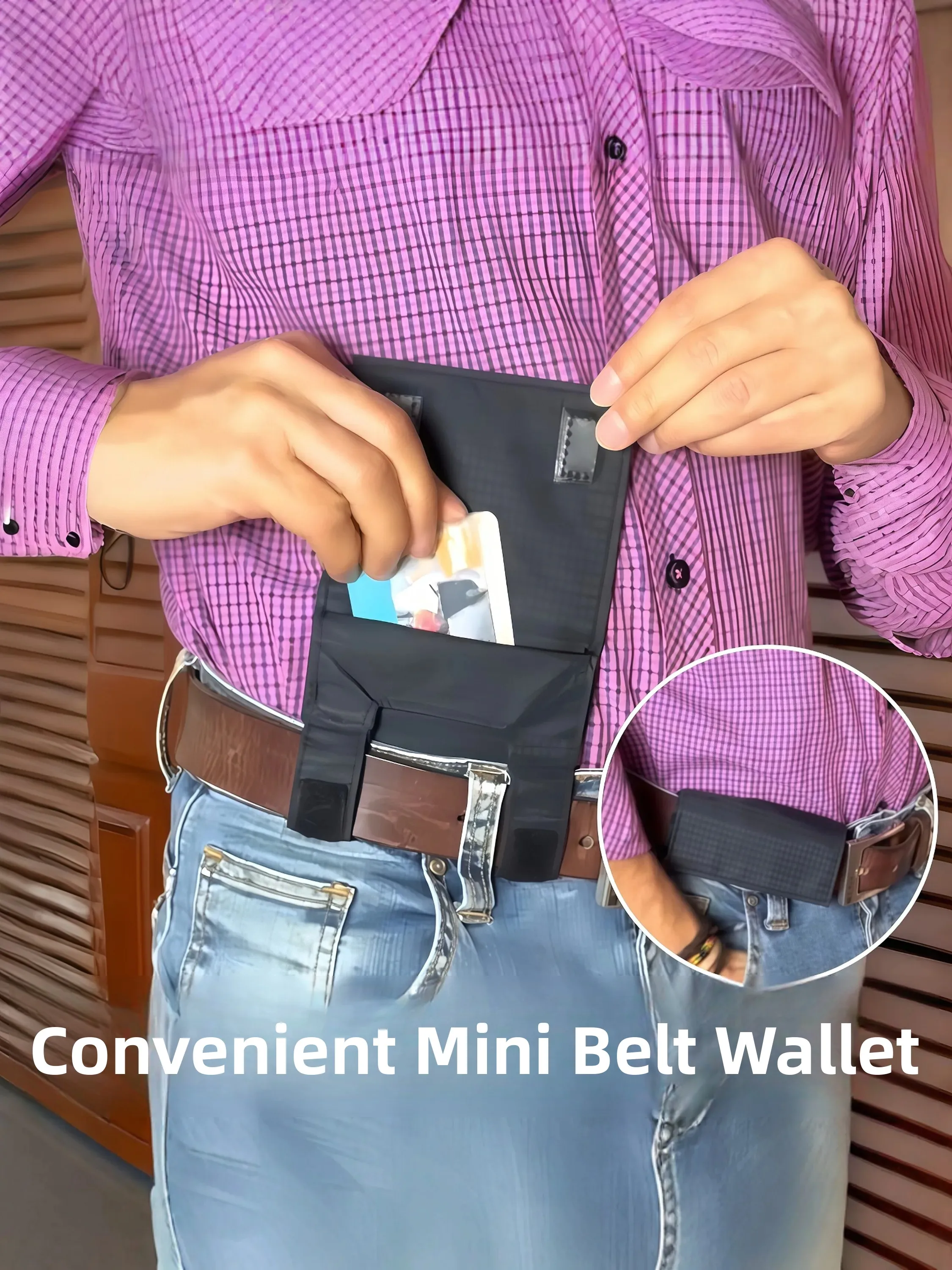 Convenient  Belt Wallet Ultra Invisible Anti-Theft Soft Leather Coin Purse Anti-Theft Personal Travel Document Card Holder