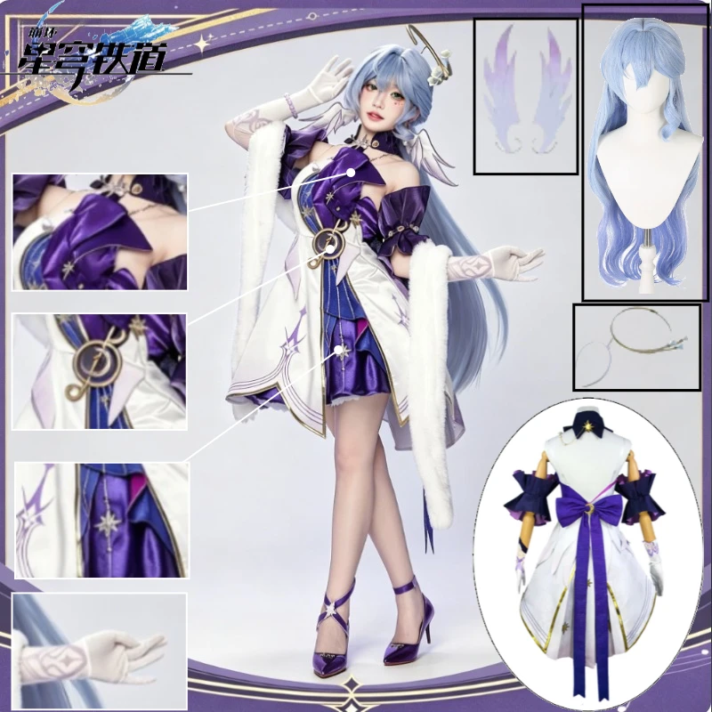 

Robin Cosplay Costume Honkai Star Rail RobinIris Family Songstress Singer Gown with Staff Wig Anime Outfit for Halloween Cosplay