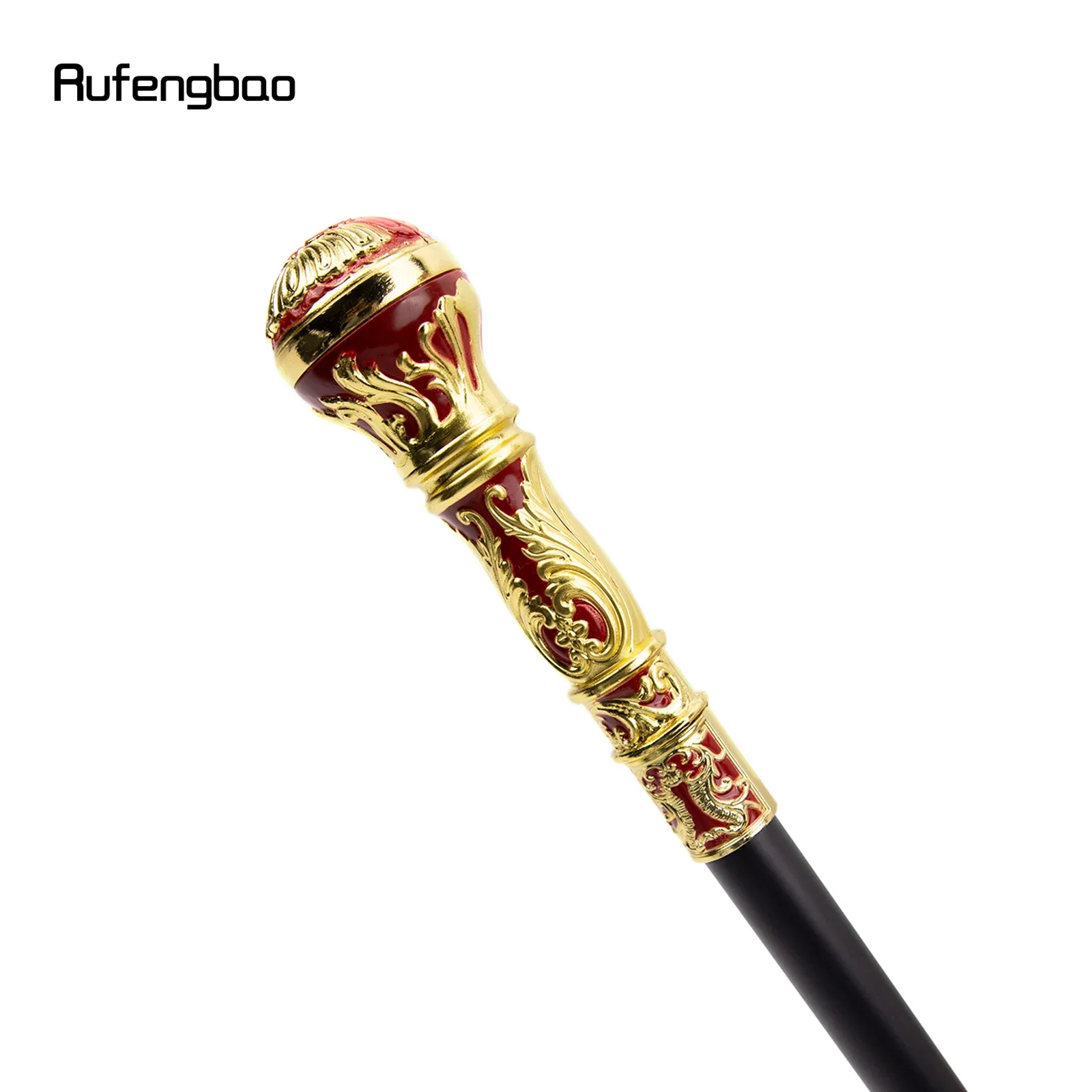 Golden Red Luxury Round Handle Fashion Walking Stick for Party Decorative Walking Cane Elegant Crosier Knob Walking Stick 93cm