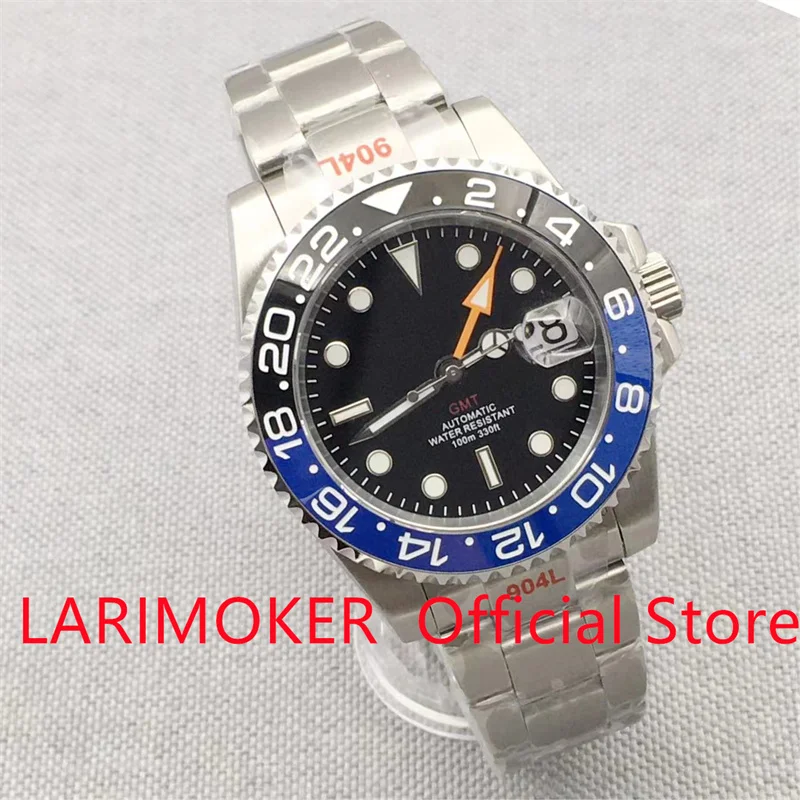 LARIMOKER 40mm NH34A(GMT) dg5833(gmtt) automatický muži hodinky  jubilejní náramek safír sklo