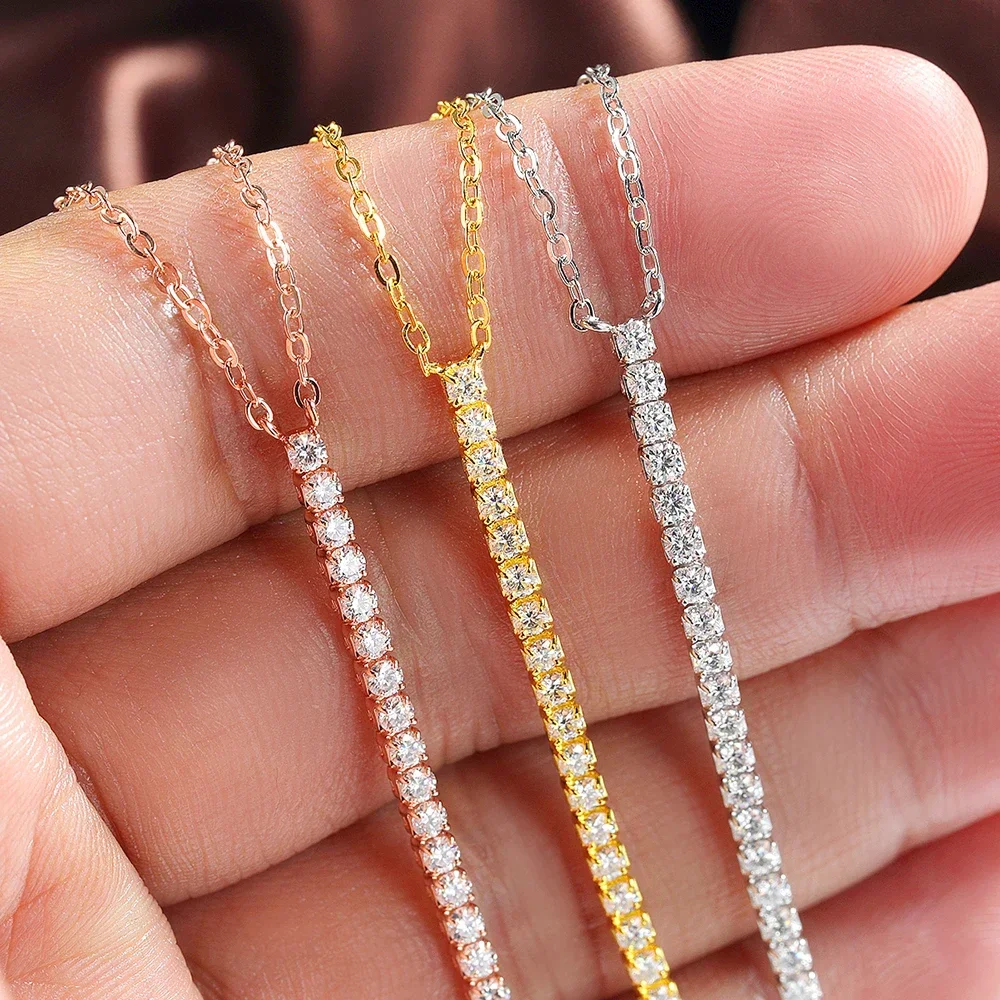 FCGJHW 2mm Moissanite Y-shaped Tlariat Necklace S925 Sterling Silver for Women Bar Line Pendant NeckChain Jewelry Gifts 2026