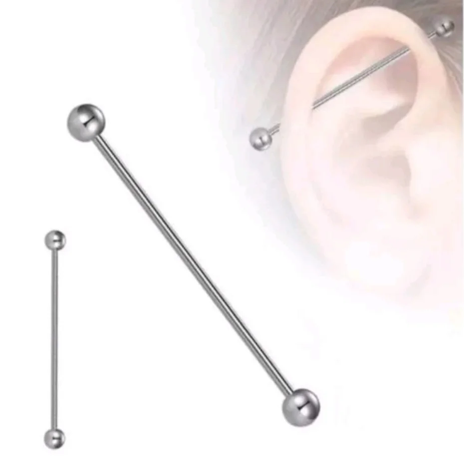 1 Unhi - Piercing Transversal Cartilagem Horizontal/45mm - Aço Cirúrgico