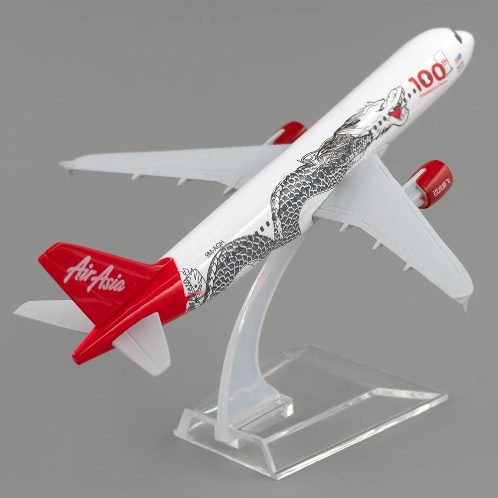 1/400 Scale Alloy Aircraft Airbus A320 Air Asia White Dragon 16cm Alloy Plane Model Toys Children Kids Gift for Collection