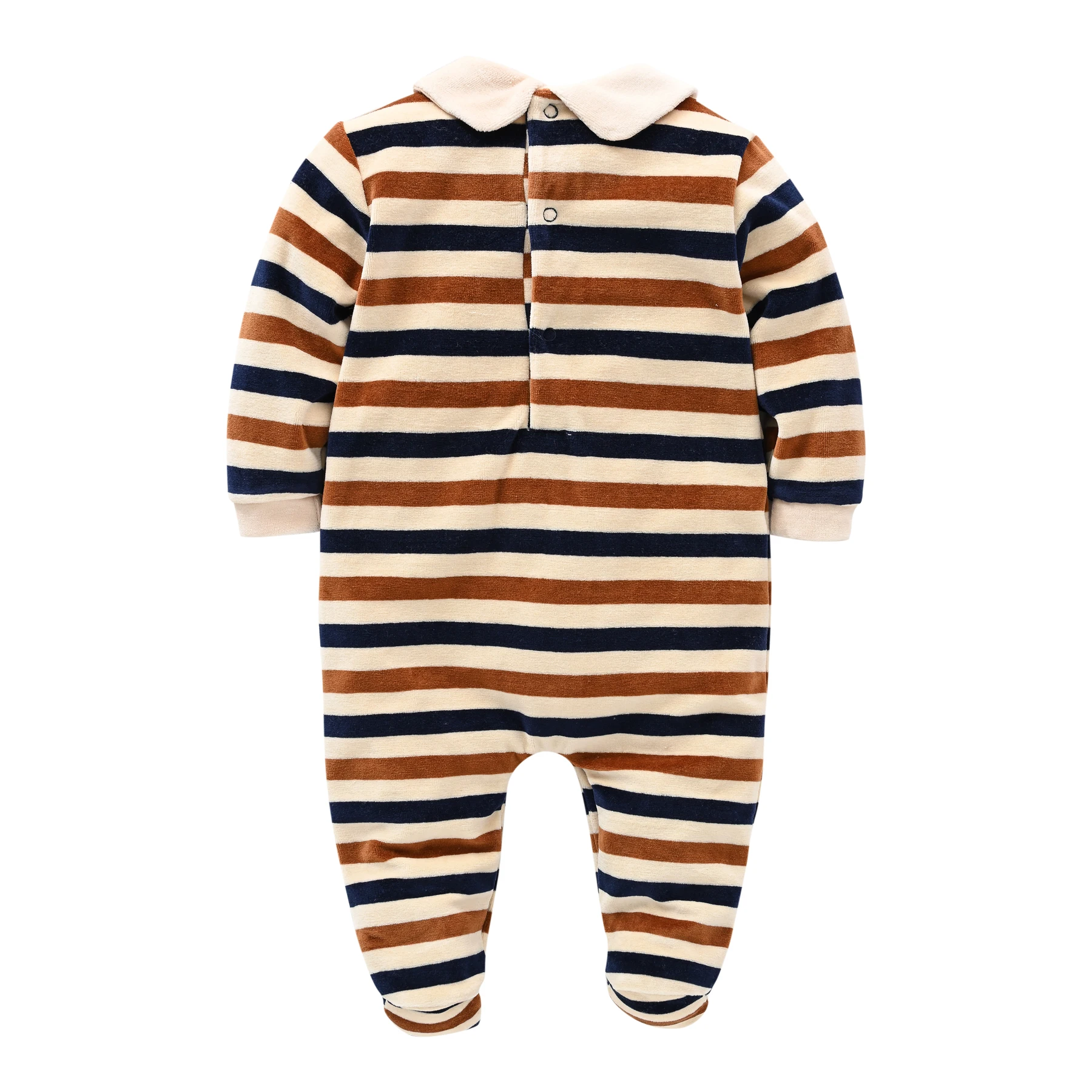 Kavkas Baby Rompers Velour Soft Kids Jumpsuit Stripe Cartoon Printing Baby Boys Clothes