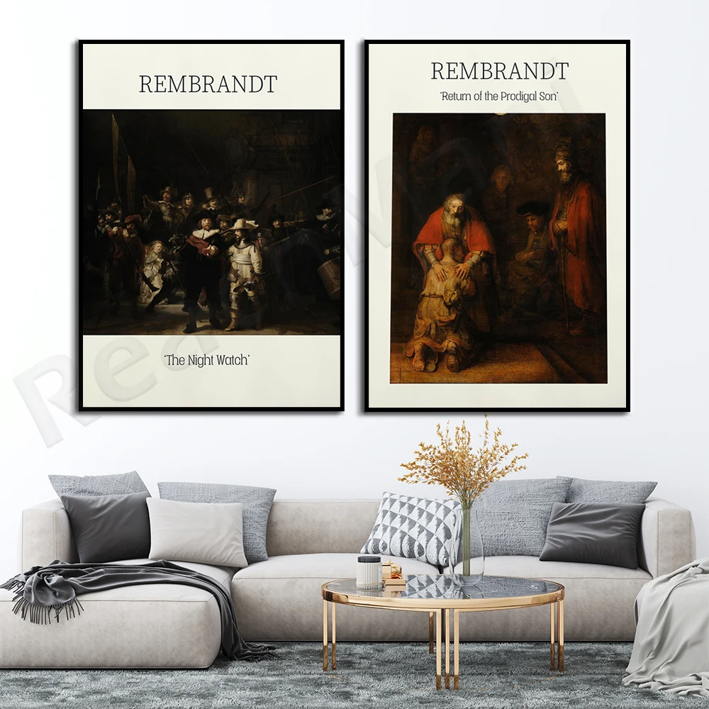 Rembrandt prints Blind Samson, Rembrandt The Prodigal Son, Rembrandt The Night Watch wall decor art poster canvas print