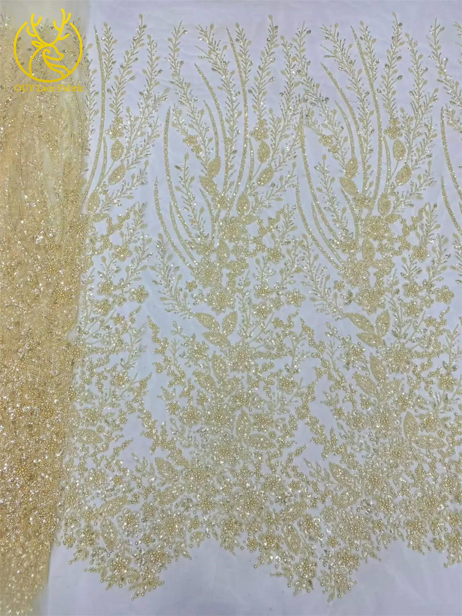 Afrikanischer handgefertigter bestickter Pailletten-Spitzenstoff, blauer französischer Tüll-Mesh-Spitzenstoff, nigerianischer Bankettkleiderstoff – Detail 16