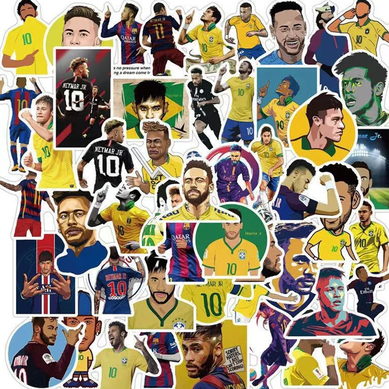 Pegatinas de estrellas de fútbol, 50 piezas, con personalidad, Graffiti, Neymar, carcasa para teléfono, bolsa para taza de agua, colección de fanáticos, pegatina impermeable