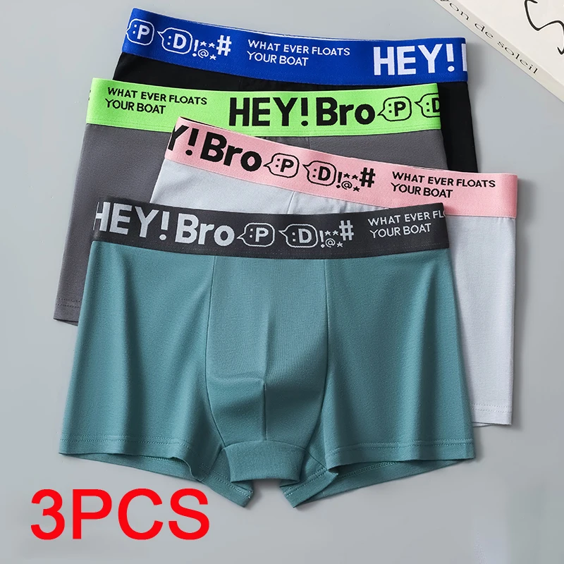 3ชิ้นชุดชั้นในชายระบายอากาศขนาดใหญ่บ็อกเซอร์สปอร์ตบ็อกเซอร์ของผู้ชาย celana dalam segi empat กีฬากางเกงขาสั้นของผู้ชาย
