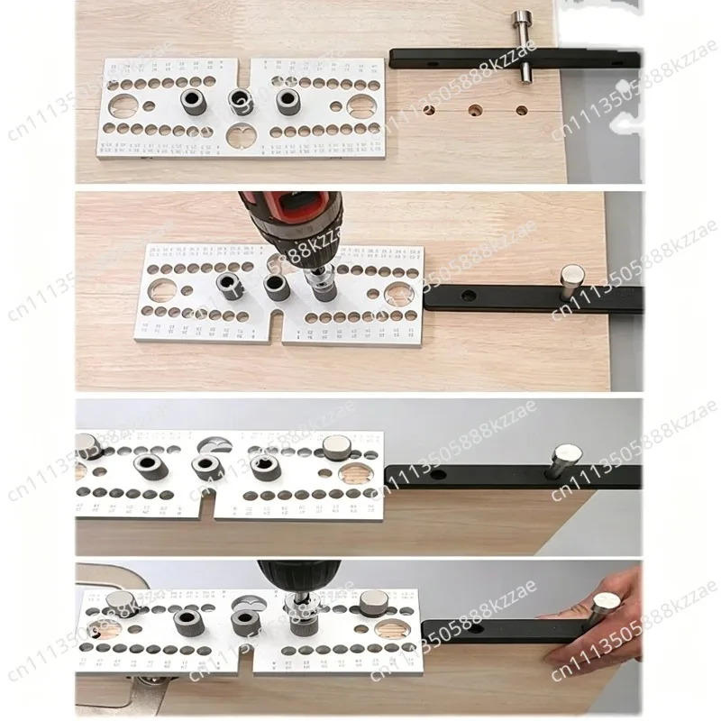 Adjustable Drilling Woodworking Tool Multi Row Puncher 3-in-1 Punching Drill Drawer Punching Positioner