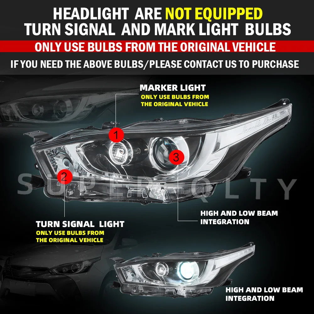 DEPO Headlights For Toyota Yaris 2013 2014 2015 2016 LED head light Double Upgrade Head Lamp Assembly