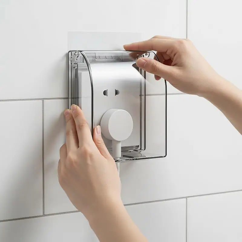 Self Adhesive No Drilling Wall Socket Cover Waterproof Weatherproof Electric Outlet Protector for Patio Bathroom