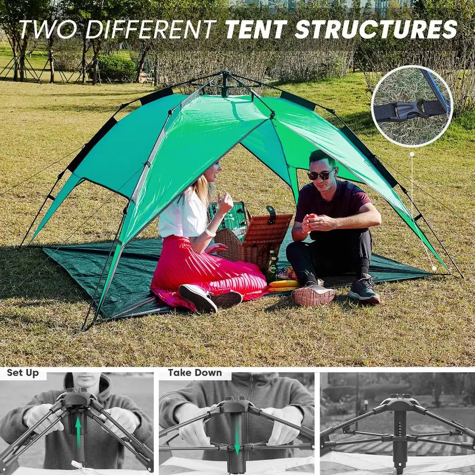 Winter Tent With Snow Skirt Aluminum Pole Double Layer Windproof Big Rain Proof Professional Camping