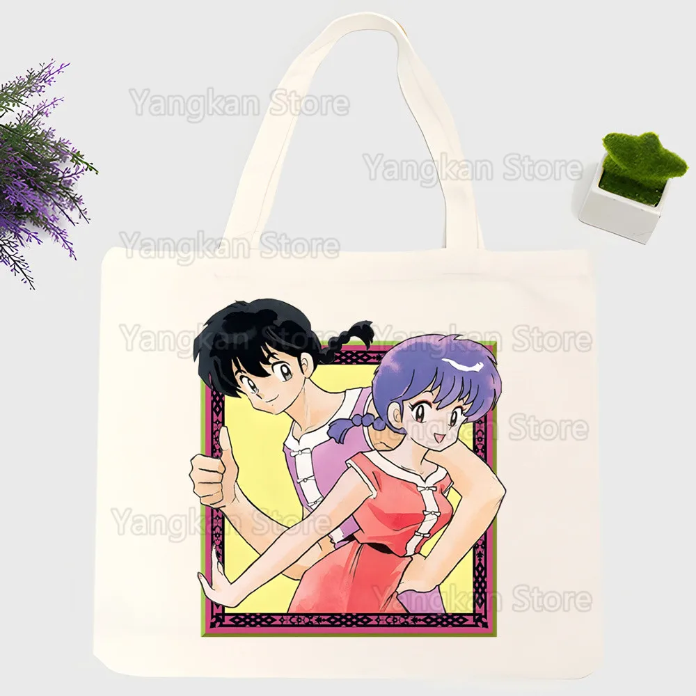 

Ranma 12 Tote Canvas Bag Harajuku Reusable Large Ranma 1⁄2 Capacity Women Casual Shoulder Bag Handbag