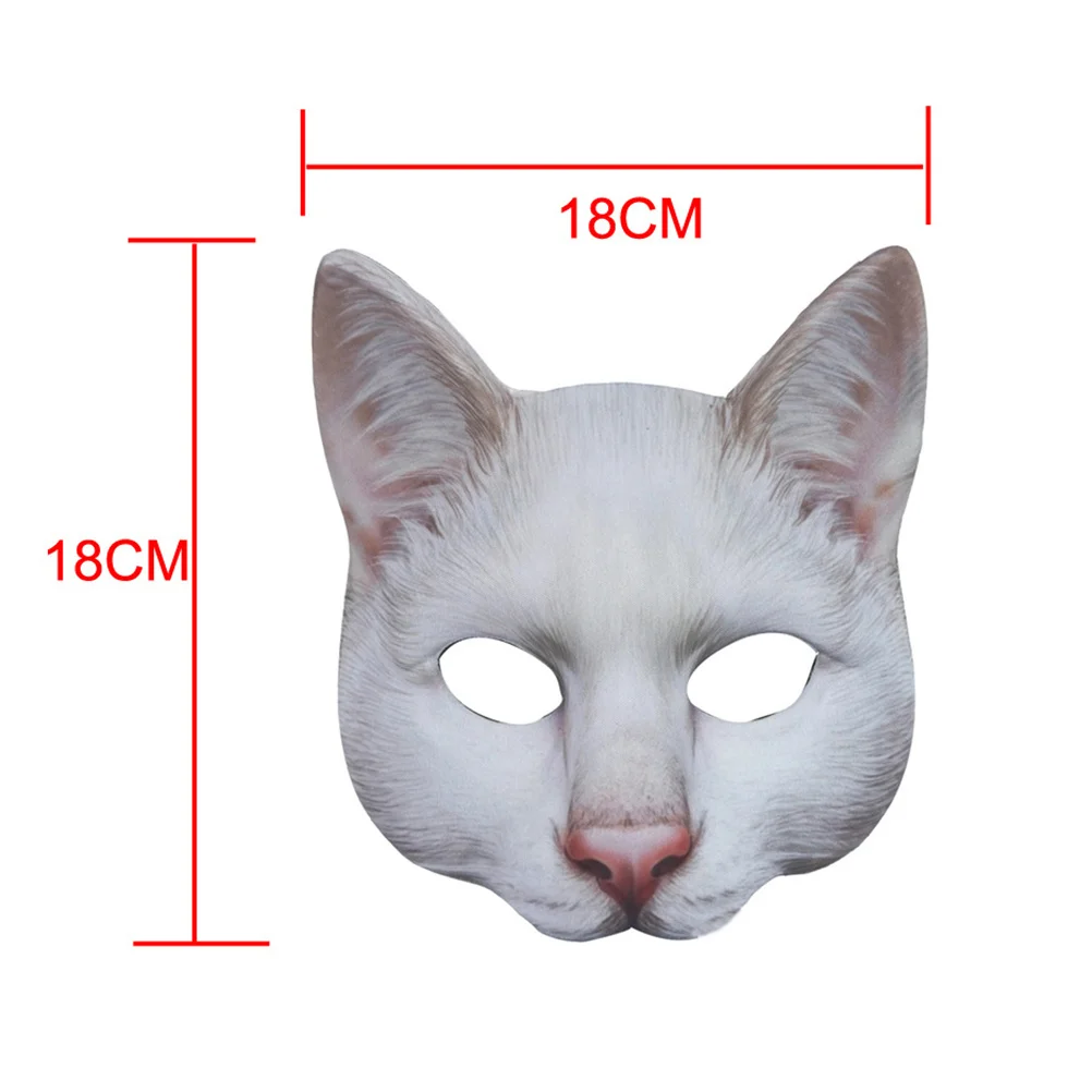 

Eco Friendly Cat Mask Halloween Costume Durable Non Fading Half Face Design Masquerade Party White Cat Face Mask