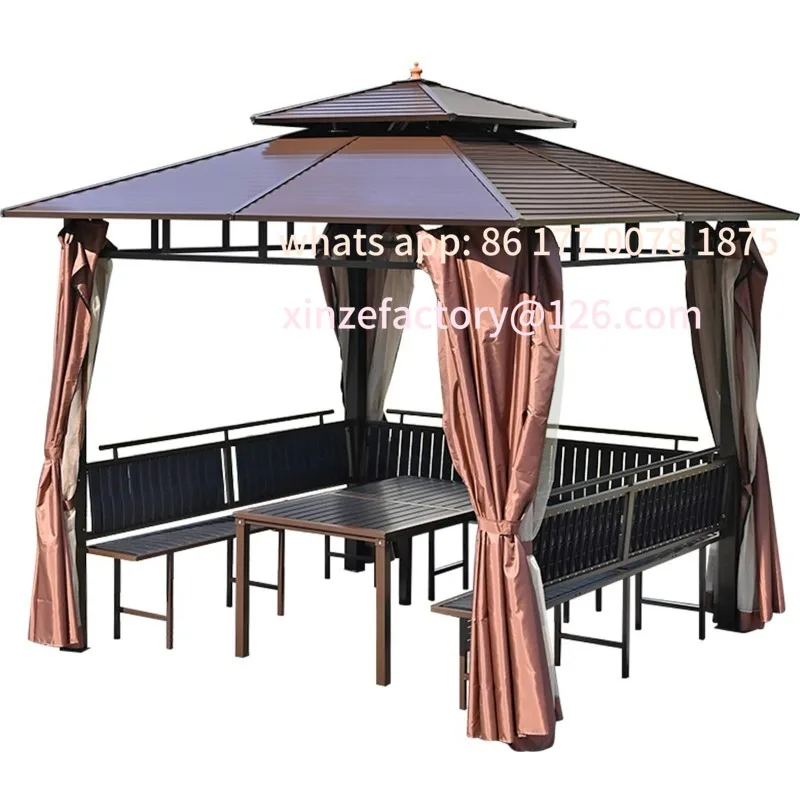 

Customizable Chinese outdoor gazebo sunshade tent outdoor aluminum alloy open-air simple garden pavilion courtyard villa four-co
