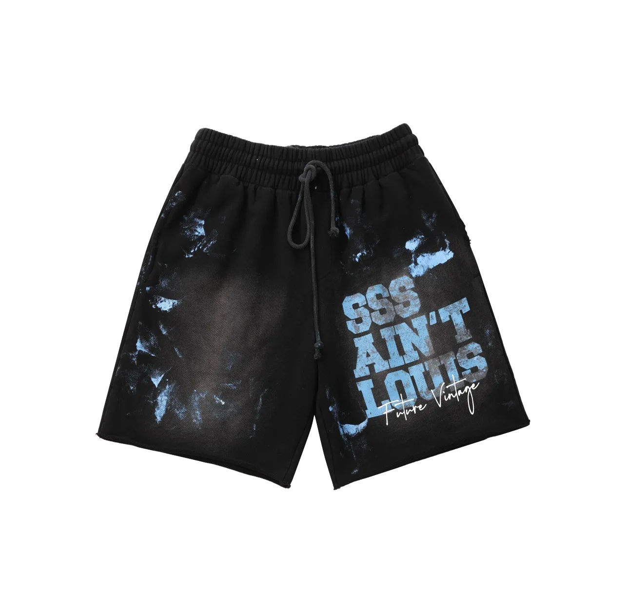 Sssaint Louis 2026 American streetwear trendy brand hand-painted ink wash and distressed short pants