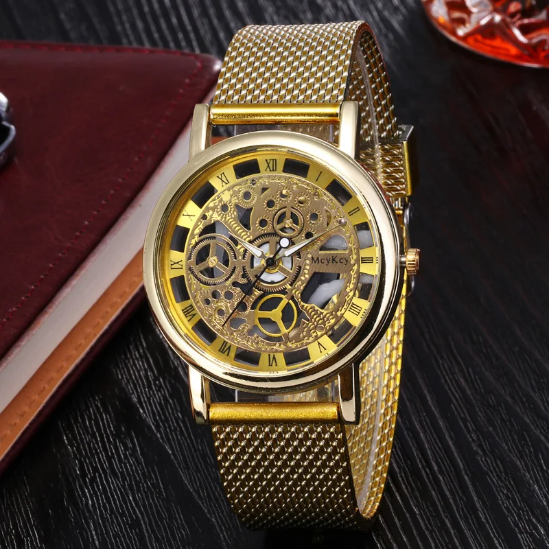

Fashion Skeleton Men's Watches Quartz Leather Bracelet Strap Wristwatch Luxury Business Watches Men's Gifts Wholesale Available