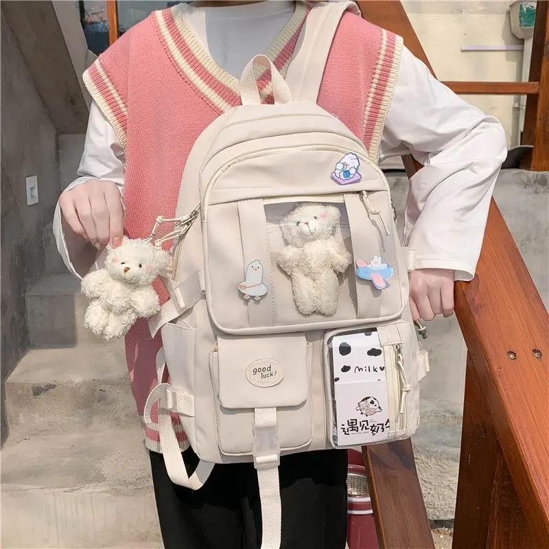 Zaino per studenti delle scuole medie per adolescenti Multi tasche borse a tracolla Kawaii da ragazza borsa da viaggio Casual di grande capacità da donna