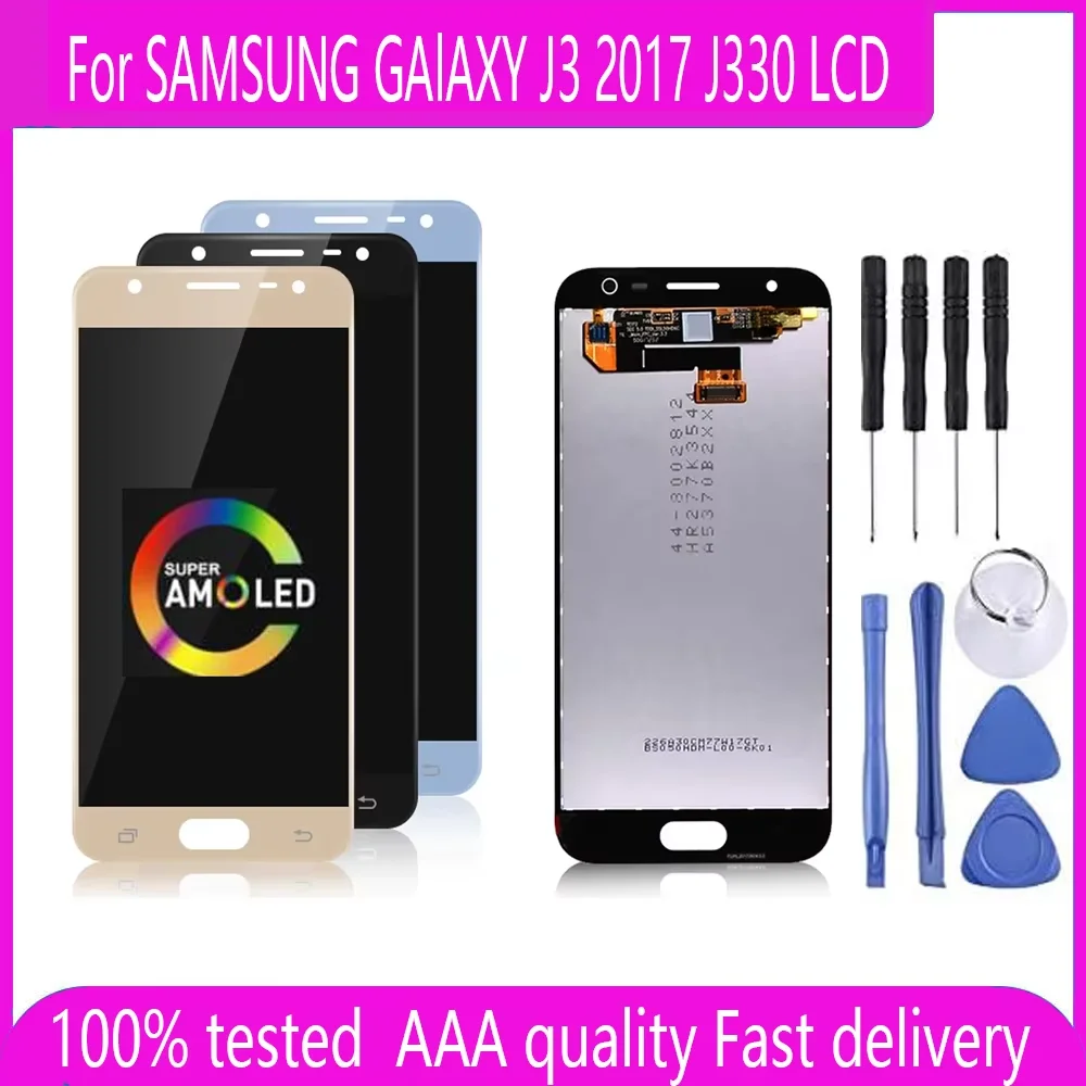 Tela Super AMOLED LCD para SAMSUNG GALAXY J3 2017, Display LCD com Touch Screen e Digitalizador, Montagem J330 J3 Pro J330F J330FN