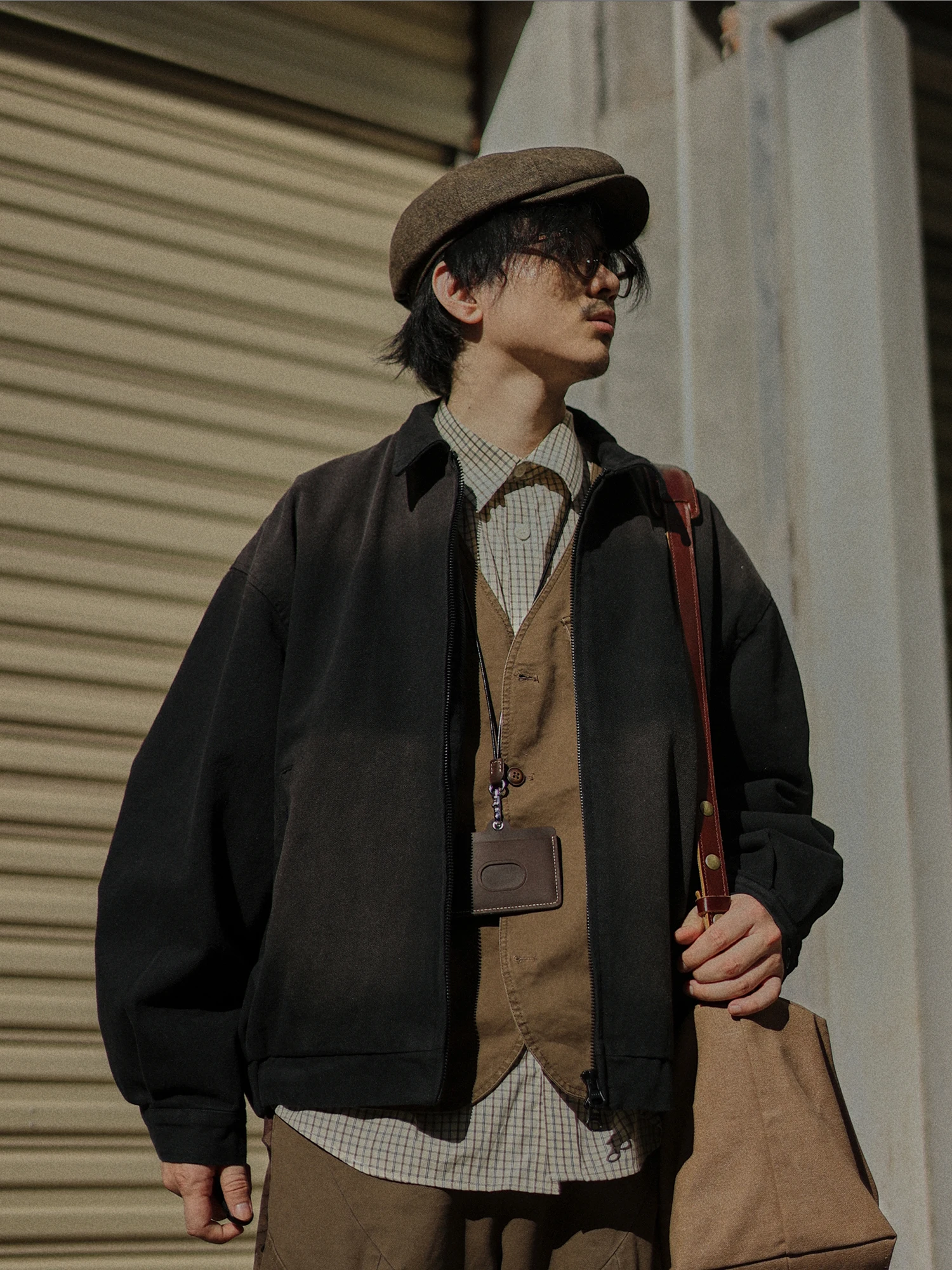 

Retro Waed Distred Japanese Sle Workwear Collared Jaet Loose Fit ex Long Sve Youth Faion Cotton Outerwear
