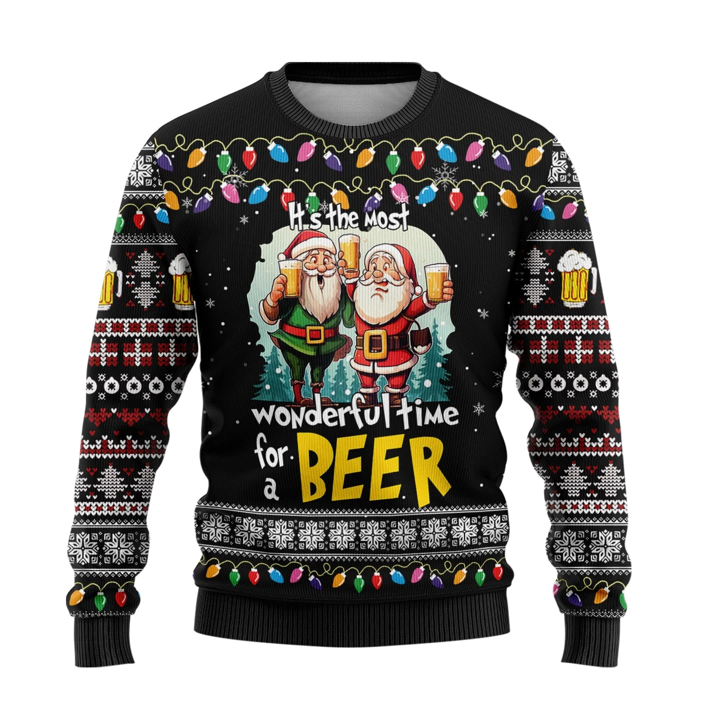Divertente birra Babbo Natale grafico brutto maglione di Natale 2026 Beer Party maglioni unisex felpa felice regalo di capodanno pullover