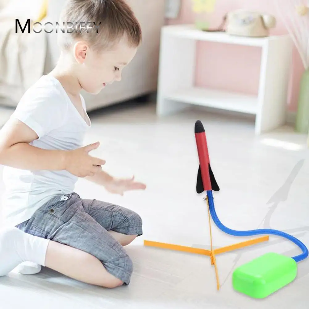 Foam Rocket Launcher Stomp Blower Kid Air Pump Outdoor Indoor Sport Toy Foam Gun Model Rocket Pop-Up Sport Toy for Kid Children