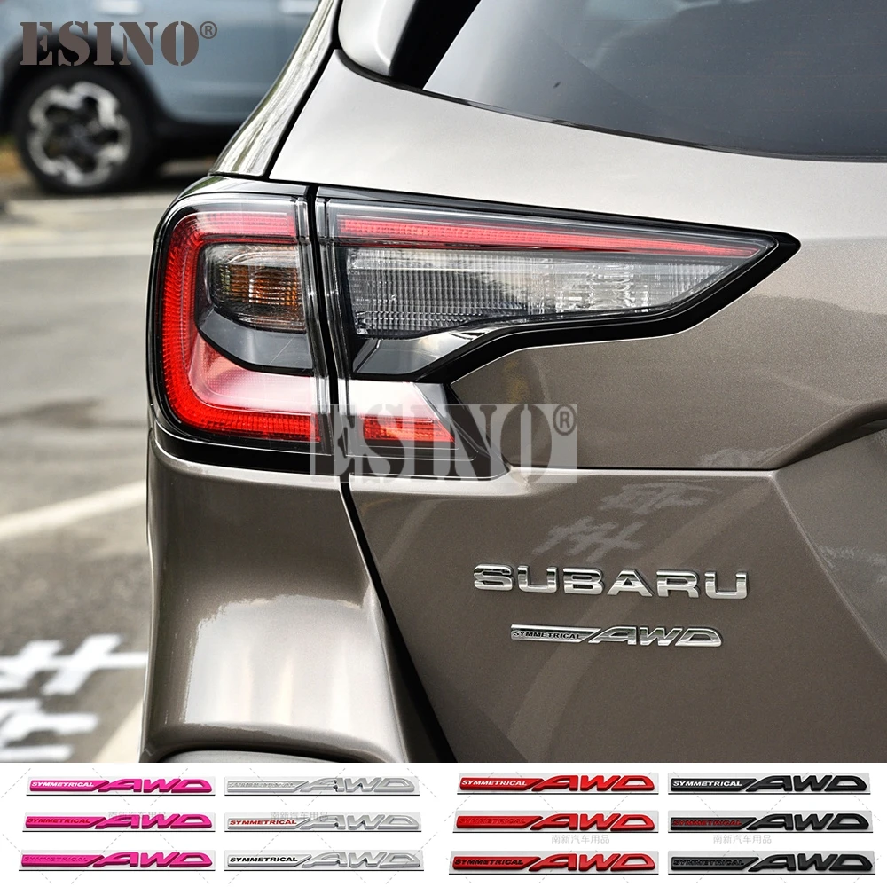 Symmetrical AWD 3D  Adhesive Metal Chrome Zinc Alloy Emblem Body Fender Badge for Legacy Forester XV Outback BRZ