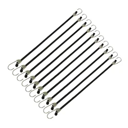 10pcs Black/White Motorcycle Rear Seat Rubber Elastic Ropes Bungee Cords with Hooks Cords Outdoor Camping Bungee Straps