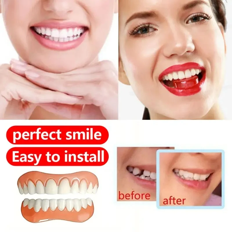 جديد طقم أسنان من السيليكون طقم أسنان سيليكون بطانات طقم أسنان ناعم طقم أسنان ناعم الأسنان العلوي والسفلي مجموعة سهلة الاستخدام الأقواس #3