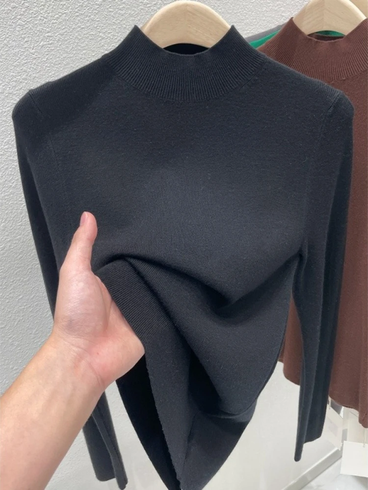 AOSSVIAO, Otoño Invierno 2025, jerséis de cuello alto a la moda para mujer, suéter ajustado para mujer, jerséis suaves tejidos de Color sólido para mujer