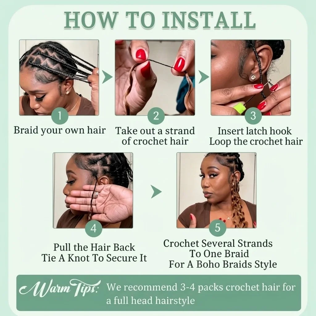 #4/27 Highlight Colored  Boho Braids Deep Wave Feather Crochet Human Hair Extensions Pre-Separated Invisible Miracle Knots Crochet Hair 100% Raw Brazilian Human Hair for Braiding Lightweight Reusable Versatile Time-Saving Hairstyles for Women - view 8