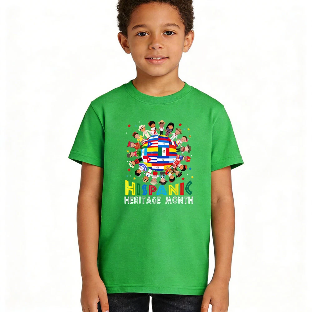 Vintage Hispanic Heritage Month Style Graphic TShirt Kids Boys and Girls Tee Hispanic Heritage Celebration Casual Cotton Wear
