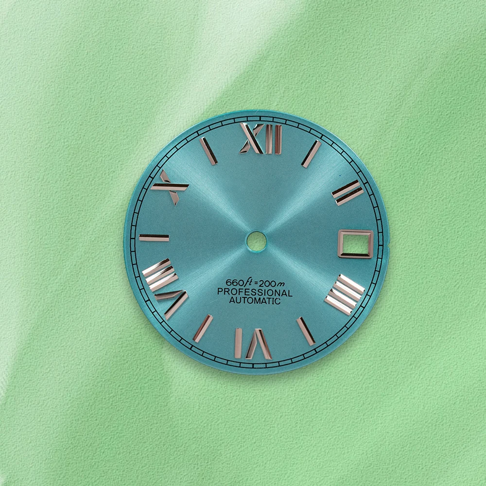 المبيعات الساخنة 28.5 مللي متر S شعار NH35 الروماني T-iffany الأخضر الهاتفي مناسبة ل NH36 ساعة يد تعمل بالحركة تعديل الملحقات