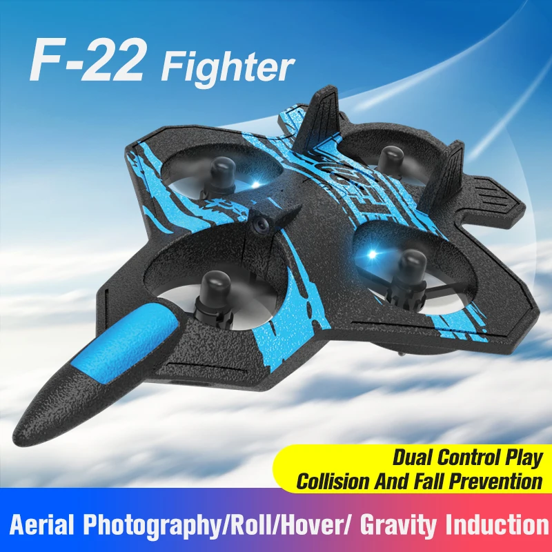

F22 Foam RC Plane 2.4G 2CH Remote Control Flying Glider RC Stunt Aircraft With LED 360° Rotation Airplane Toys for Boys Kids