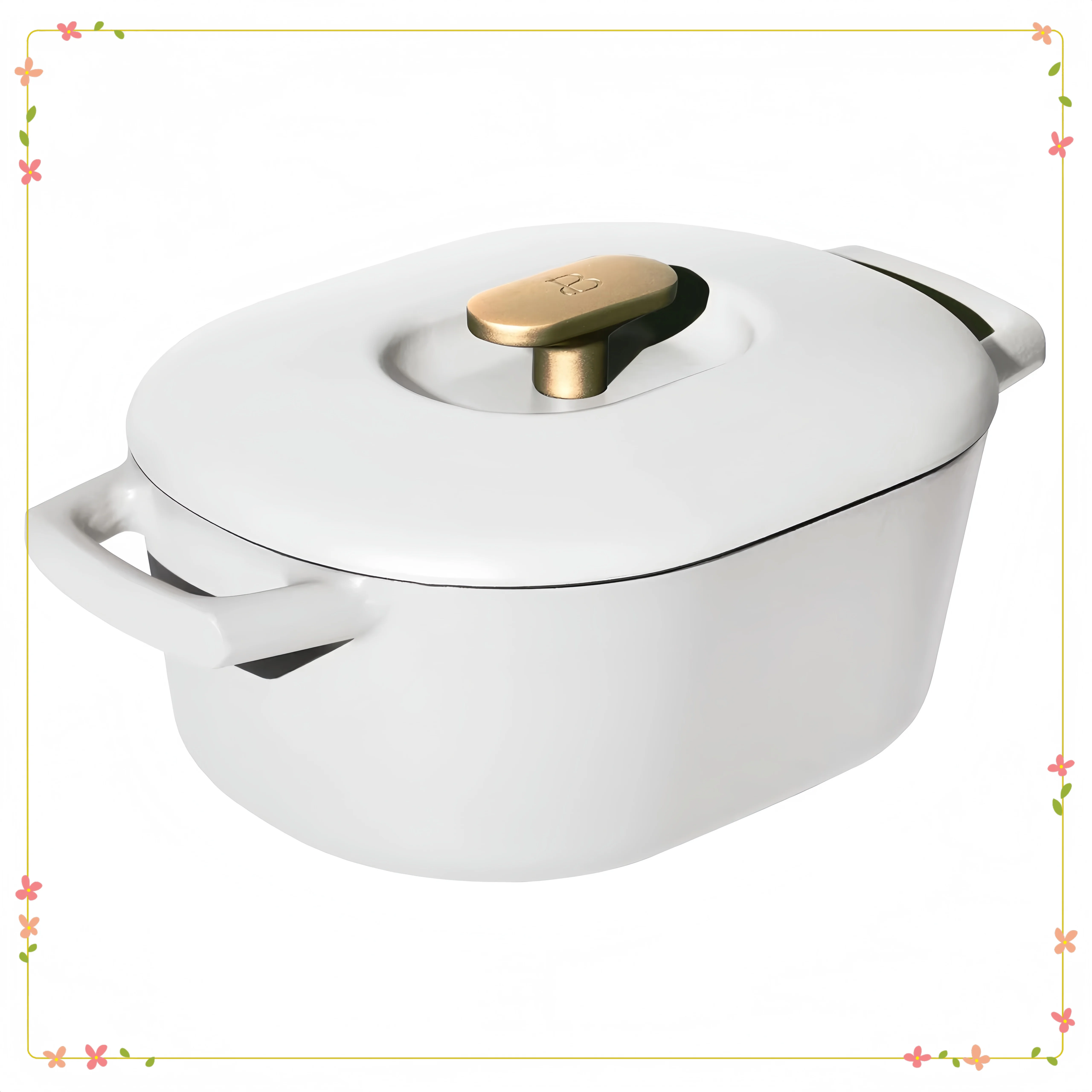 

6 Quart Enamel Dutch Oven White Icing, Versatile Pot for Braising, Stews, Baking & Oven-to-Table Serving, Durable