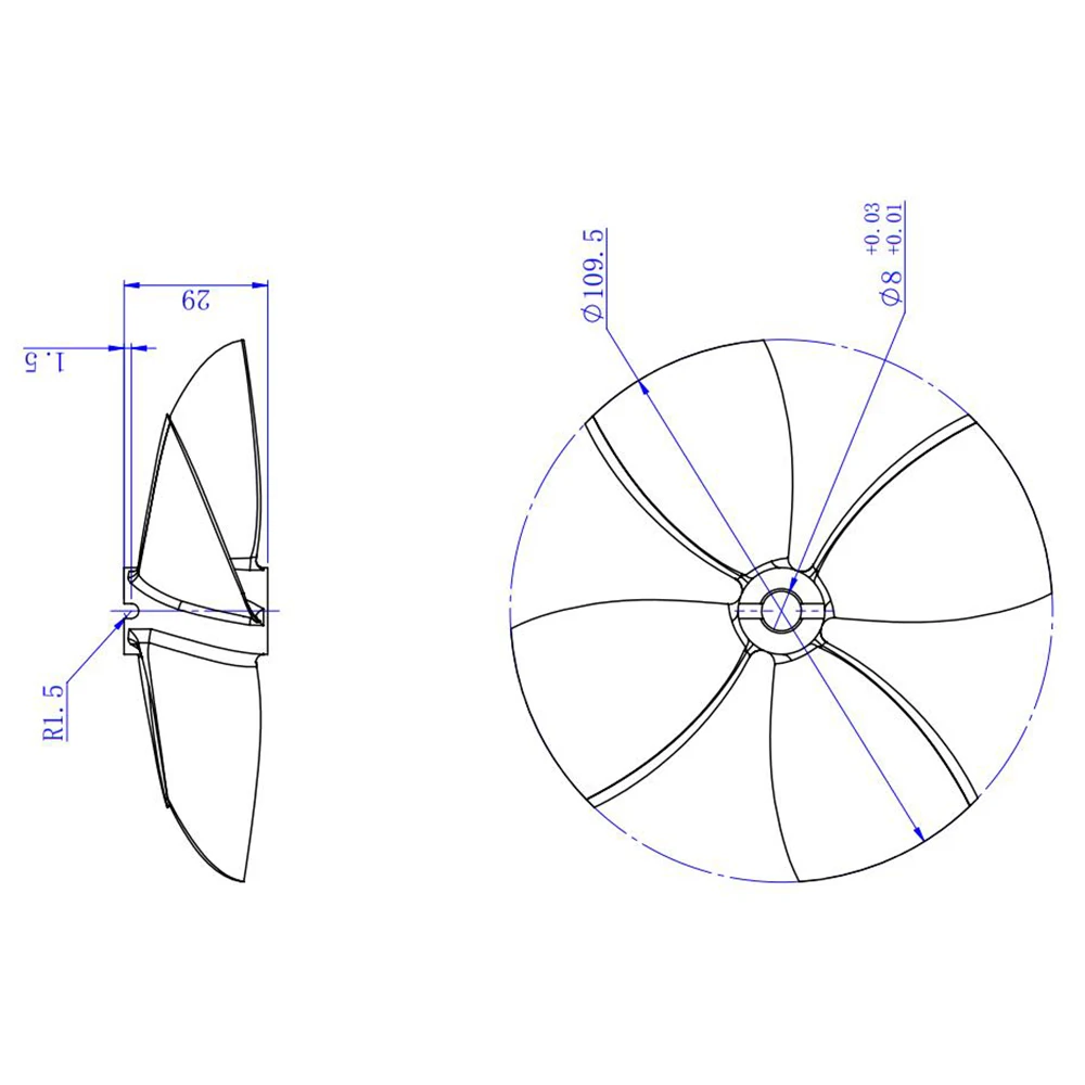 APISQUEEN 110MM Aluminium Underwater Thruster Propeller