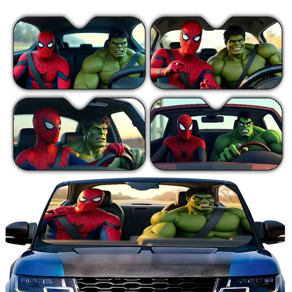 

Cool S-Spiderman And H-HulkS Car Sunshade Curtains Driving Car SunShade Windscreen Cover Shade UV Rays Car Sun Visor Protector