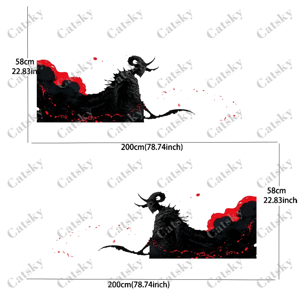 2pcs.Cool Punk Dark-Style Horror Demon Monarch Car Decoration Decal. Car Vinyl Wraps