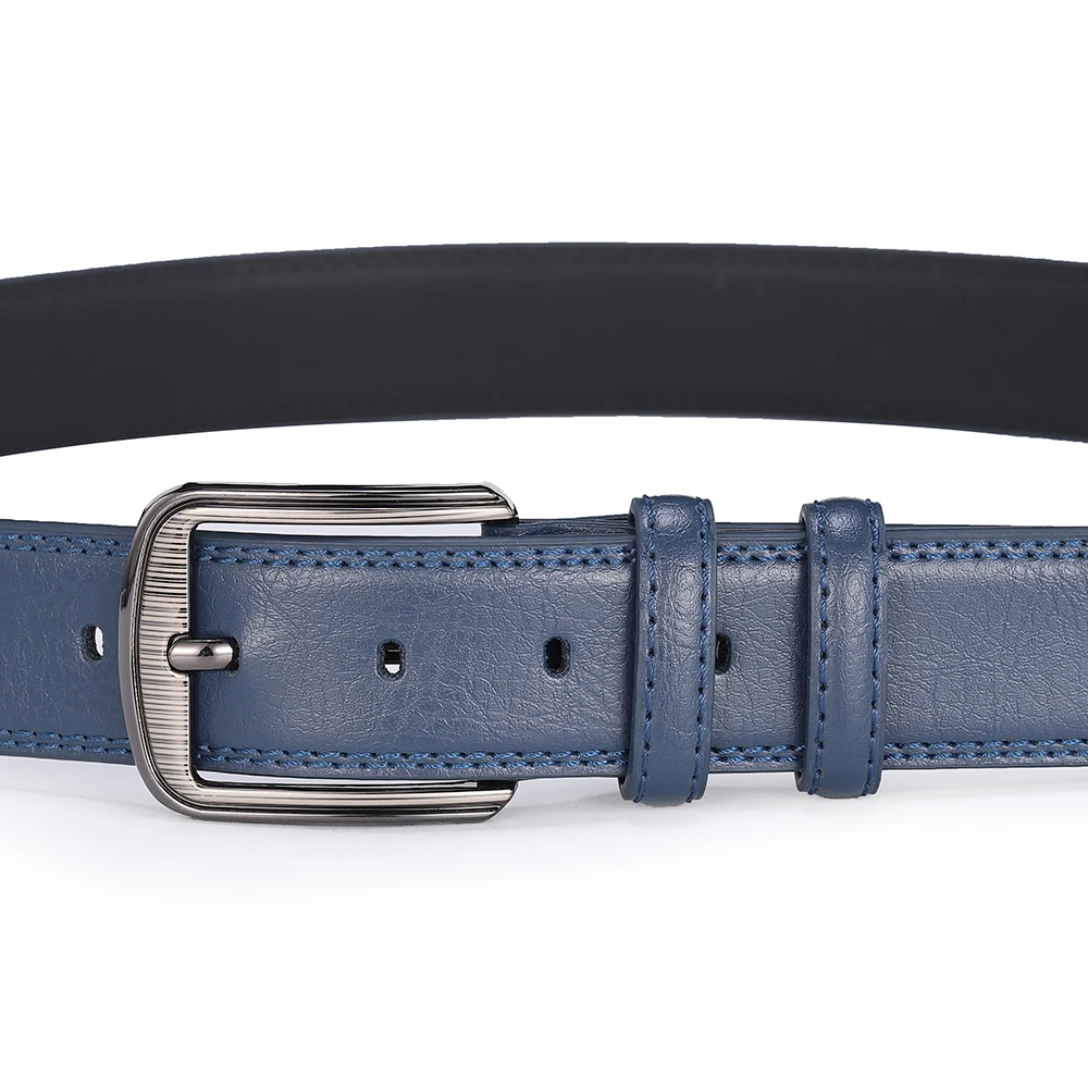 Herren-Gürtel aus Rindsleder mit Dornschließe, Modischer Vielseitiger Gürtel, Reiner Ledergürtel mit Löchern, Neu in Mehreren Farben: Rot, Blau, Schwarz, Braun, Gelb – Detail 15