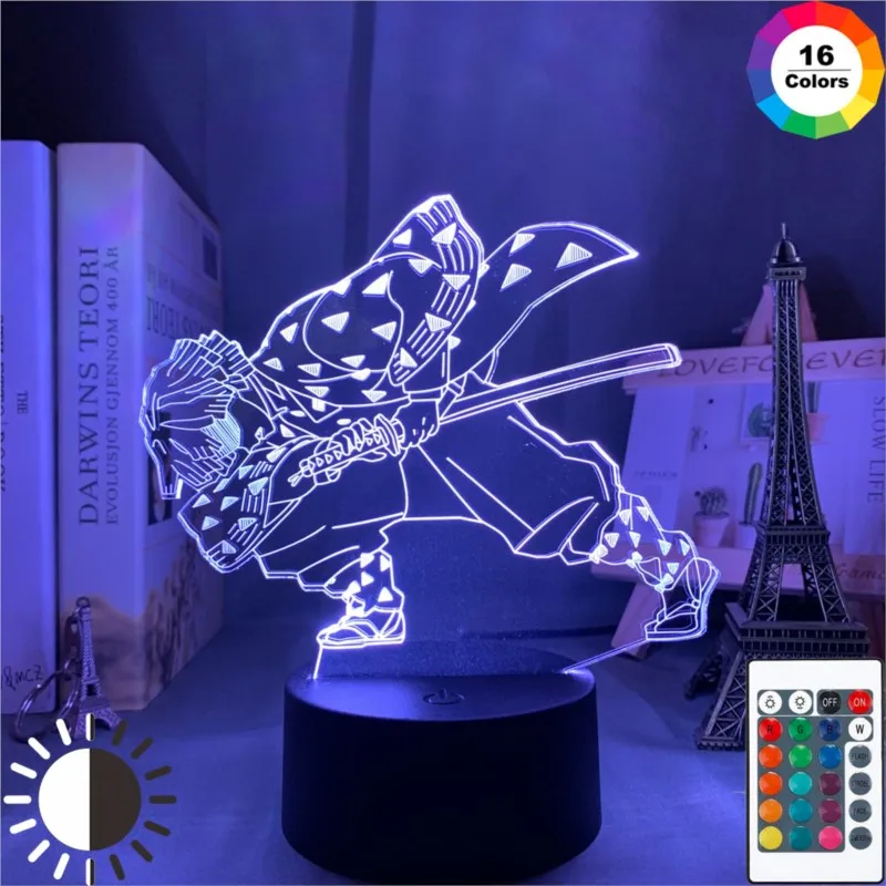 Acrylic Led Night Light Anime Demon Slayer Agatsuma Zenitsu Figure for Kids Child Bedroom Decor Cool Kimetsu No Yaiba Lamp Gift