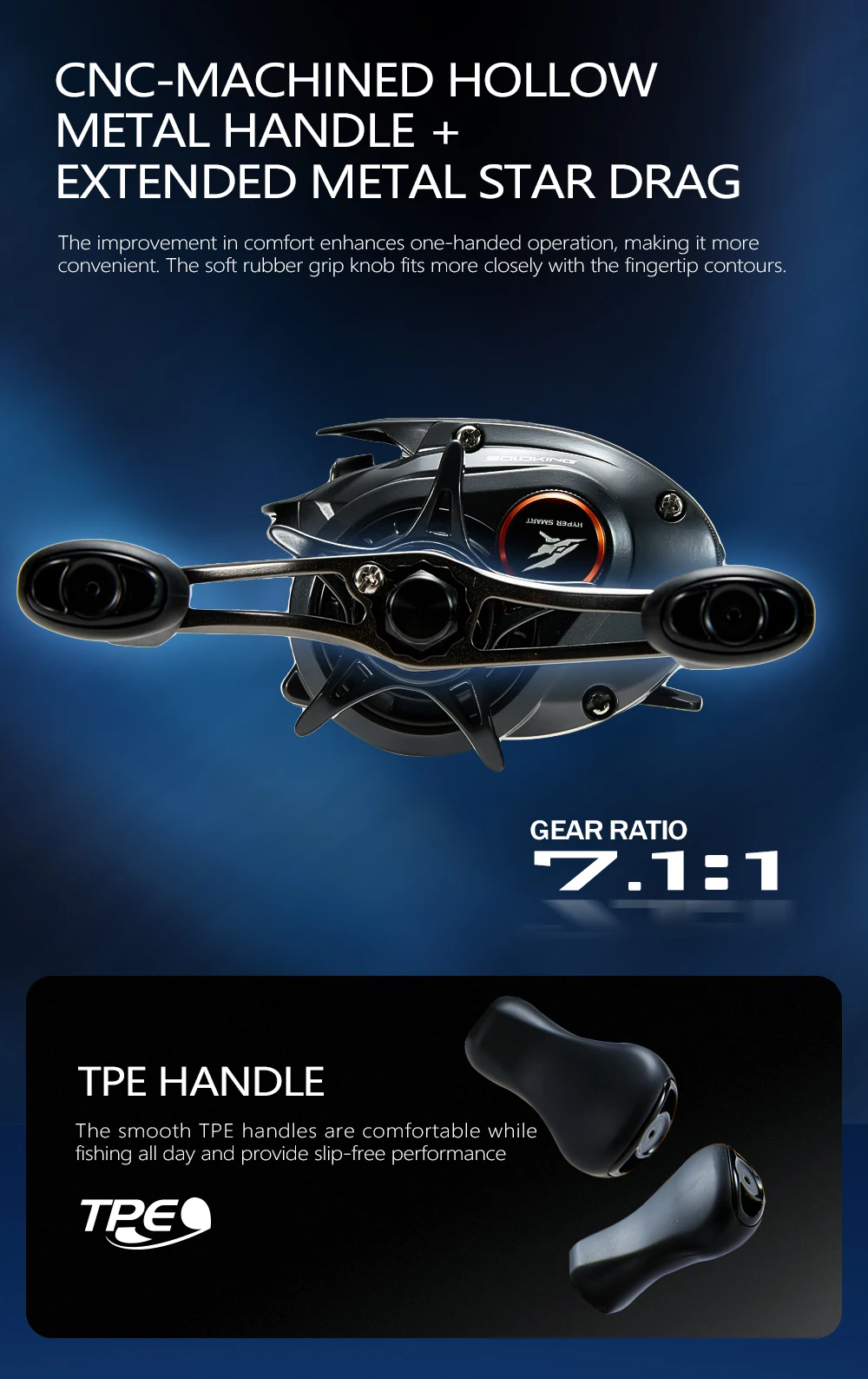 Cylius HIDC DC 152g Carbon Baitcasting Angelrolle 7.1:1 10+1 BB Maximale Bremskraft 5kg Meerwasserbeständig Digitale Steuerung Angelrolle – Detail 10
