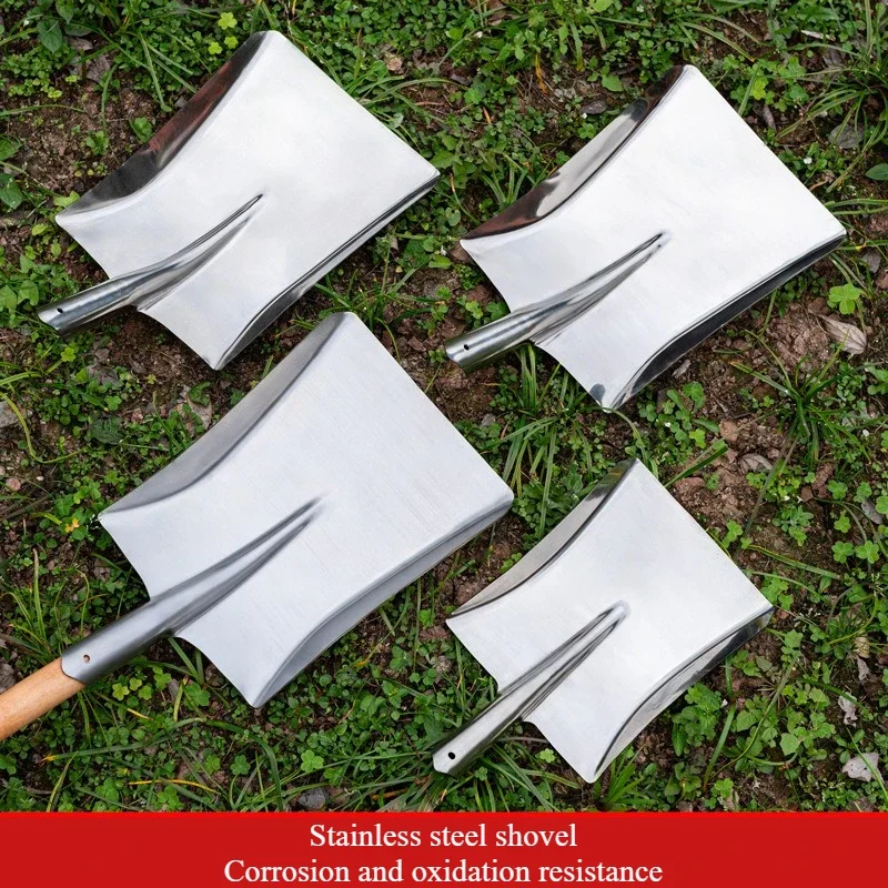 Agricultural Stainless Steel Shovel Large Polishing Square Shovel Manganese Steel Construction Cement Ash Shovels Garden Tools