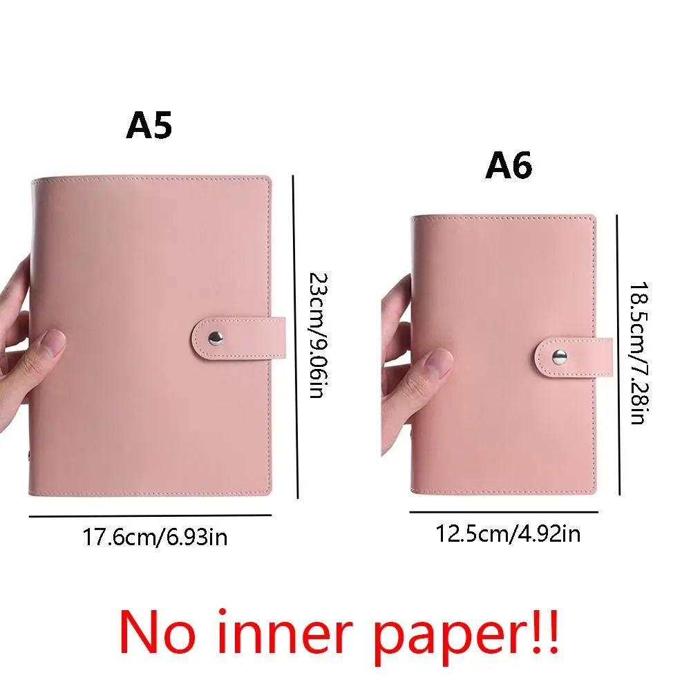 PU Leather A5/A6 Binder Notebook Cover Refillable 6 Ring Binder Loose Leaf Notebook Cover with Pen Loop with Card Slots