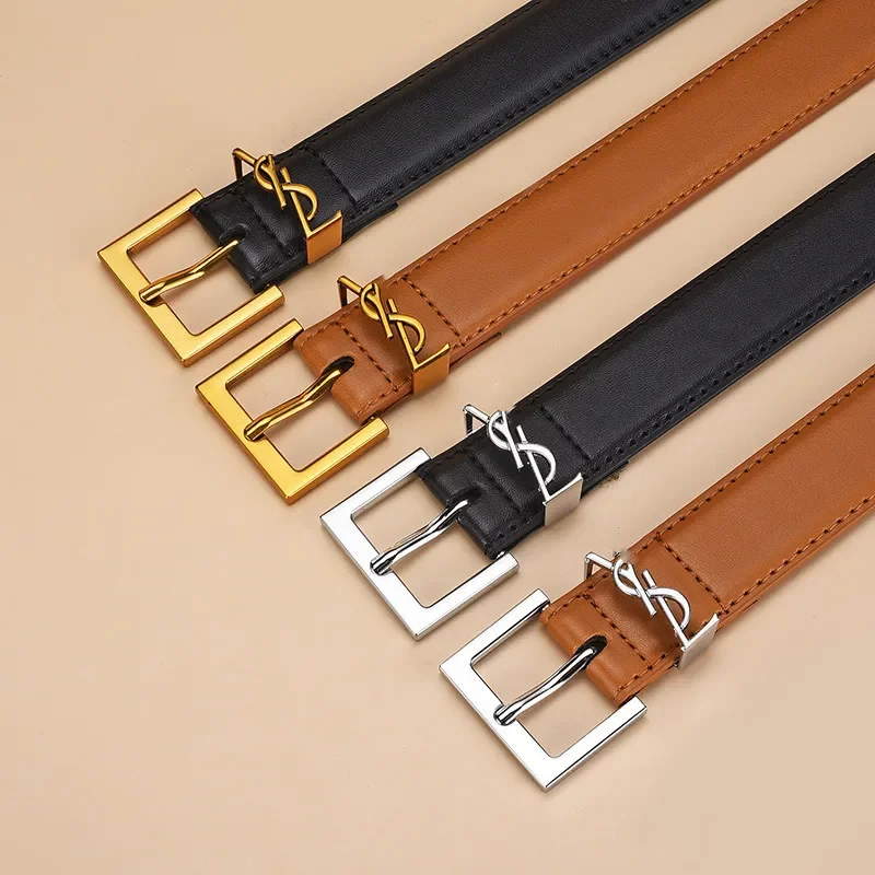 Women's Slim Decoration Belt with Pin Buckle - Light Luxury, Simple YSL Style, Ideal for Pants, Fashionable Waistband