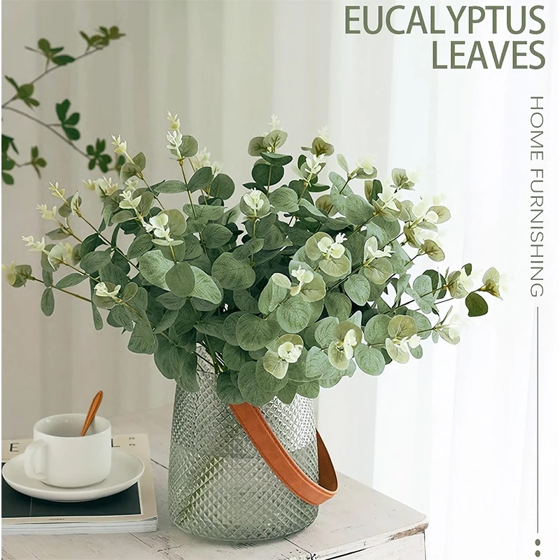 Buquê de plantas artificiais com folhas de eucalipto, 5/10/20 peças, para decoração de casa, jardim, casamento, guirlanda diy, acessório