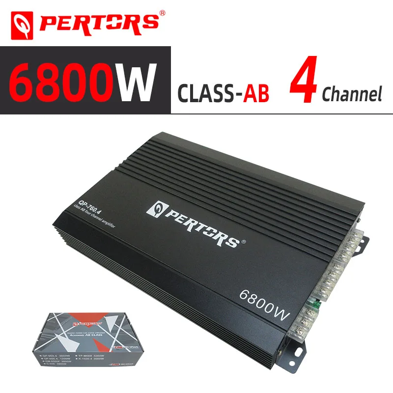 Aluminum casing class A/B 4-Ch Car Audio Amplifier max 6800W With High heat dissipation Pure copper terminals Safety copper fuse