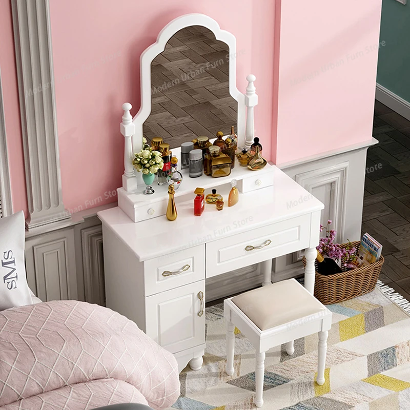 

Nordic Stool Storage Dresser Eithe Drawers Girl Bedroom Mirror Dressing Table Makeup White Luxury Comoda Pra Quarto Furniture
