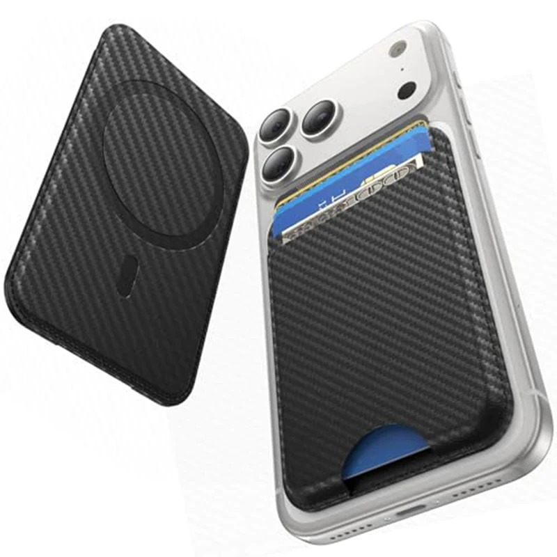 

Slim Leather Magnetic MagSafe Wallet 5 Card Holder With 1 Card Slot Cash Pocket For iPhone 17 16 15 14 13 12 Pro Max Plus Air Se